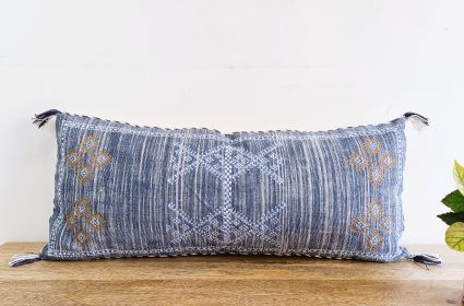 BLUE lumbar pillow cover Boho hand embroidered pillow cover Pillow cases Pillow shams For new year gift