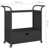 Bar Cart with Drawer Black 39.4"x17.7"x38.2" Poly Rattan