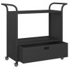 Bar Cart with Drawer Black 39.4"x17.7"x38.2" Poly Rattan