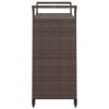 Bar Cart with Drawer Brown 39.4"x17.7"x38.2" Poly Rattan