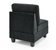 U shape Modular Sectional Sofa; DIY Combination; includes Four Single Chair and Two Corner; Black Velvet