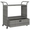 Bar Cart with Drawer Gray 39.4"x17.7"x38.2" Poly Rattan